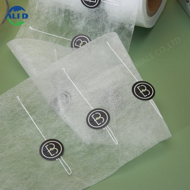 Cuộn vải không dệt PLA cấp thực phẩm có nhãn và sợi cho túi cà phê và trà